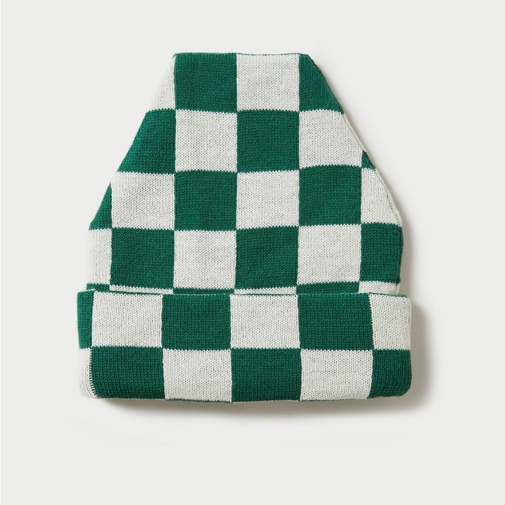 Loeffler Randall Bartlet Forest Checker Knit Beanie